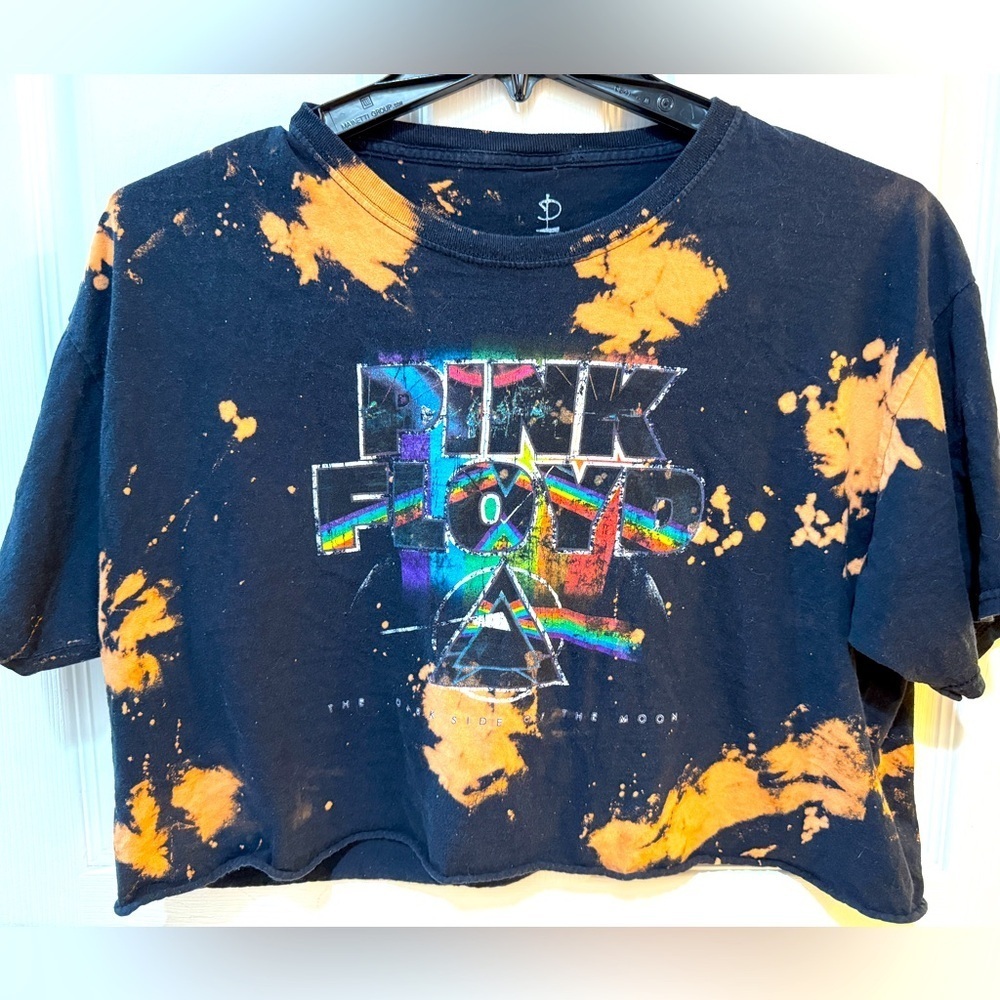 Pink Floyd Black and Tie Dye Orange Crop Tee